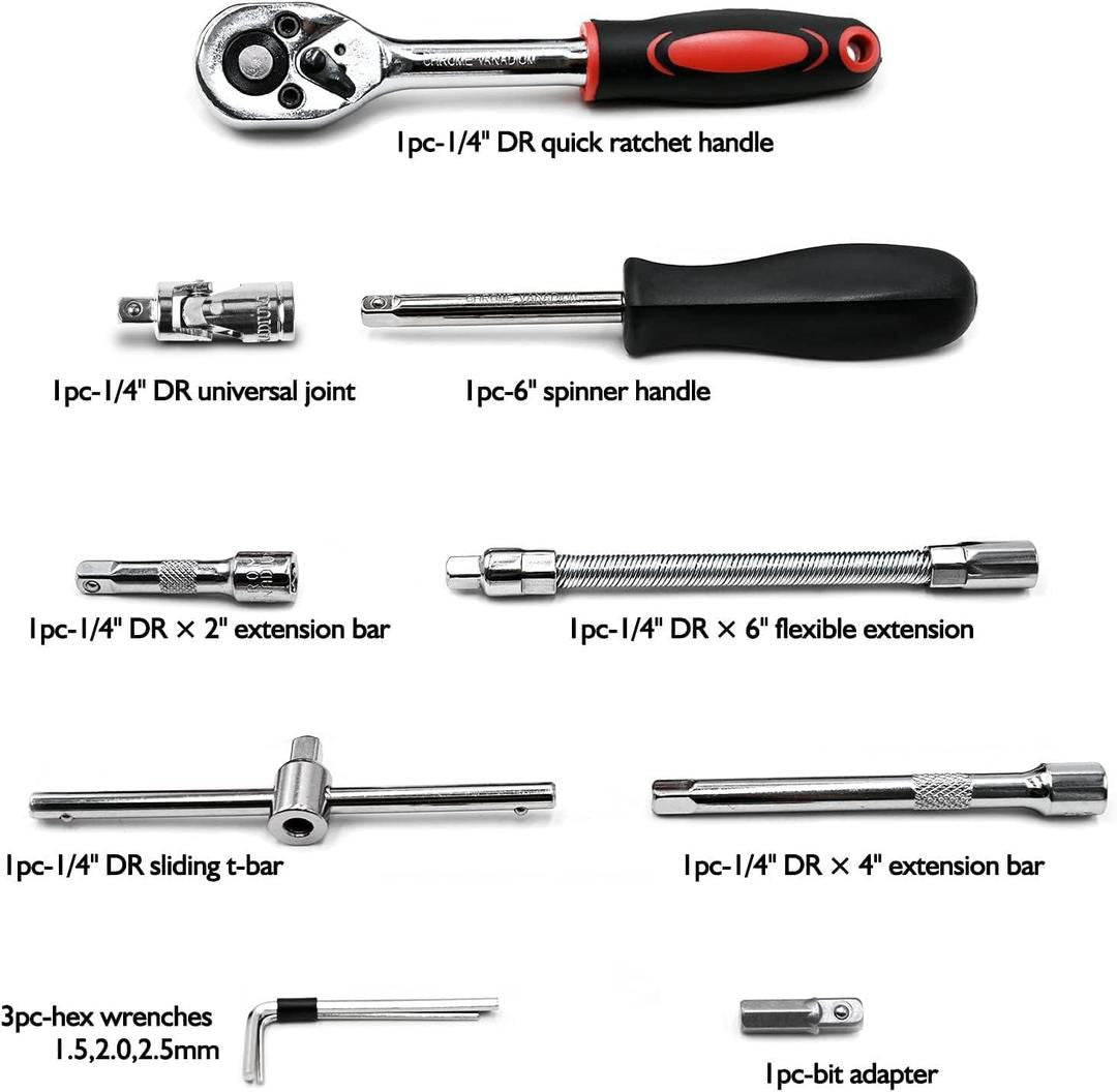 All-in-One 46-Piece Socket Wrench & Bit Kit for Car, Bike & Home Repair