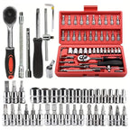 All-in-One 46-Piece Socket Wrench & Bit Kit for Car, Bike & Home Repair