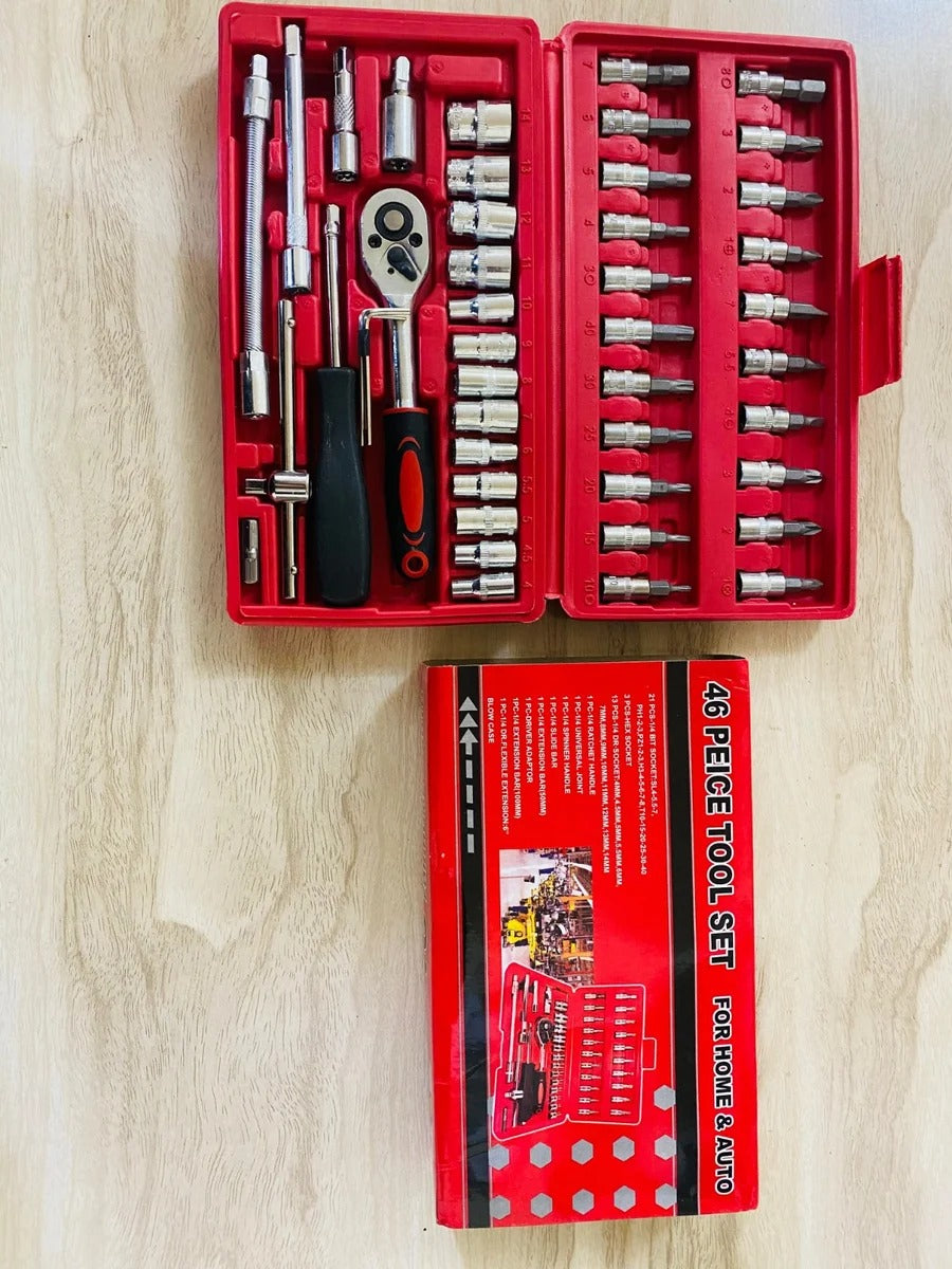 All-in-One 46-Piece Socket Wrench & Bit Kit for Car, Bike & Home Repair