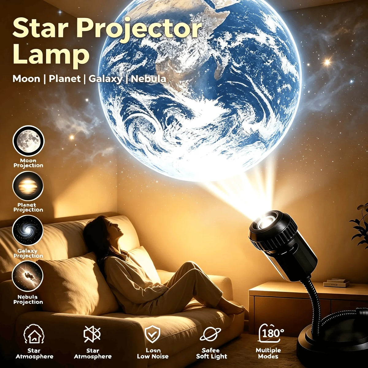 6 in 1 Galaxy Projector Lamp – 6 Lenses Included