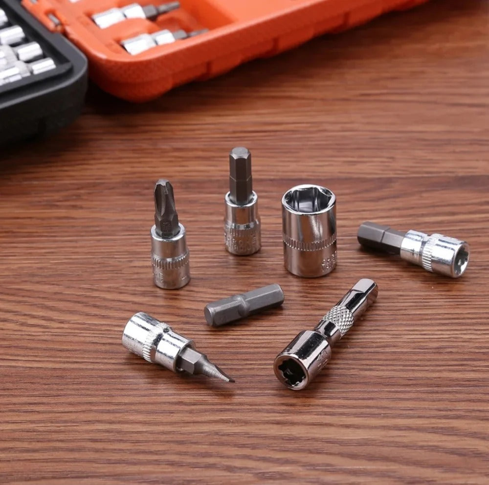 All-in-One 46-Piece Socket Wrench & Bit Kit for Car, Bike & Home Repair