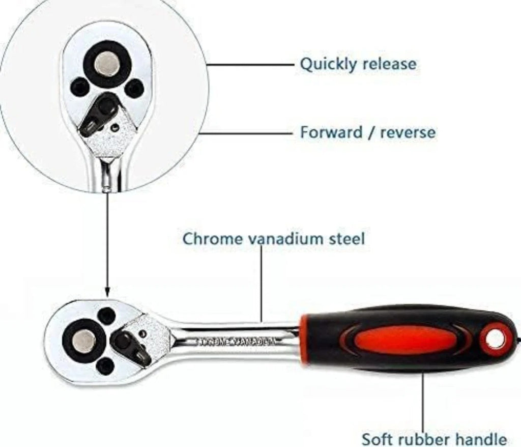 All-in-One 46-Piece Socket Wrench & Bit Kit for Car, Bike & Home Repair